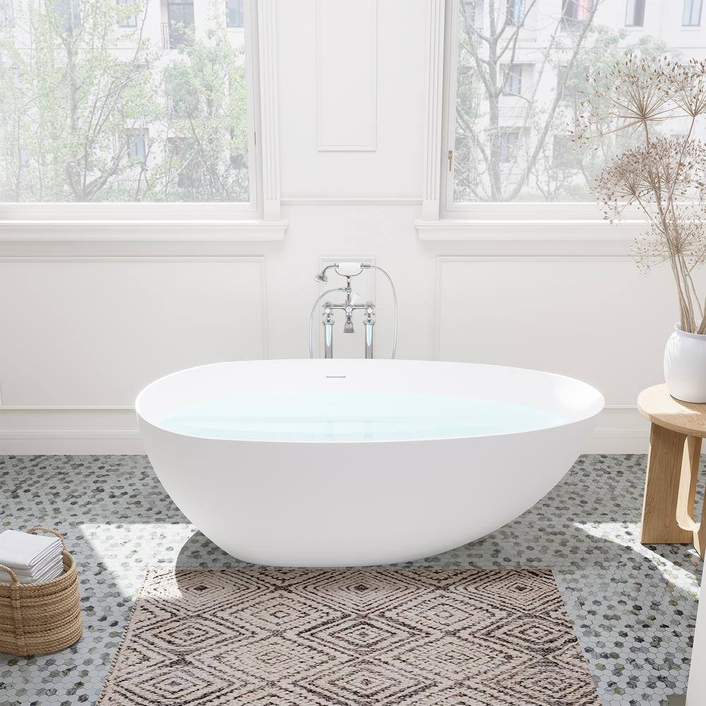 Giotto 67" Matte White Solid Surface Freestanding Soaking Bathtub