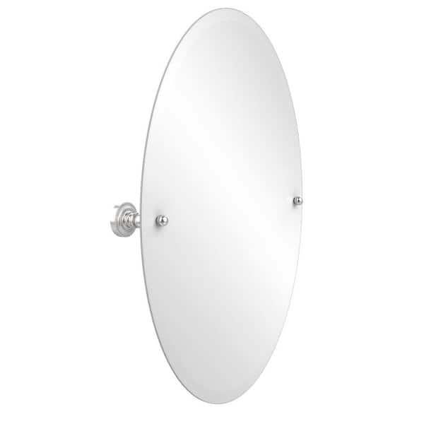 Allied Brass Dottingham 21 in. W x 29 in. H Frameless Oval Beveled Edge Bathroom Vanity Mirror in Satin Chrome