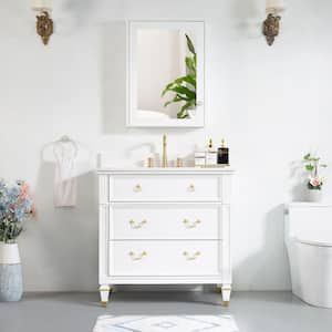 36 in. W x 22 in. D x 35 in. H Bath Vanity in White with Carrera White Vanity Top and Medicine Cabinet