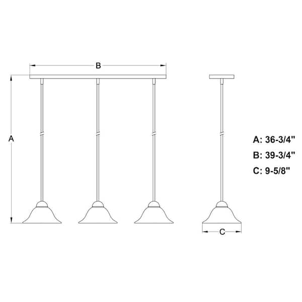 Da Vinci 3-Light Bronze Linear Chandelier Island Pendant Light Fixture