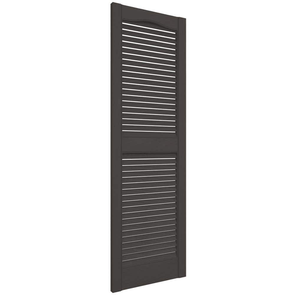 Tuxedo Gray 14.5" x 48" Louvered Vinyl Decorative Shutters