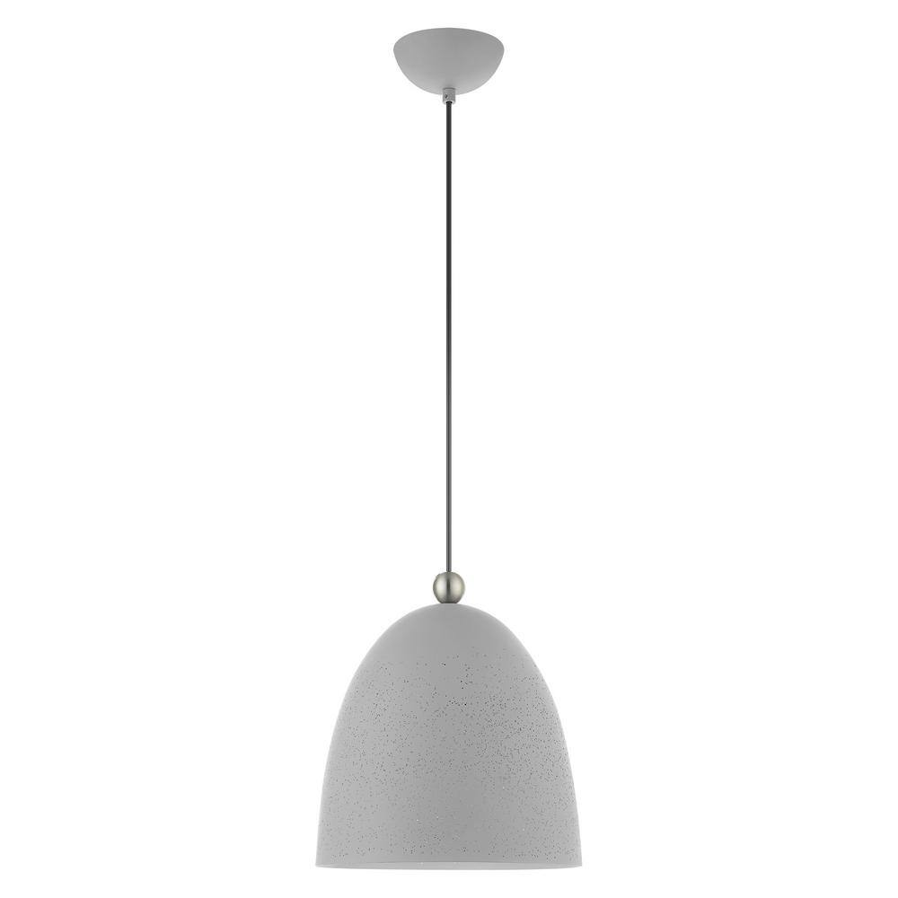 Nordic Gray Crystal Pendant with Brushed Nickel Accents