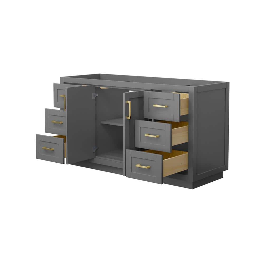 Miranda 60" Dark Gray Freestanding Single Bathroom Vanity with Gold Hardware