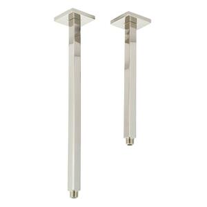 1/2 in. IPS x 12 in. Ceiling Mount Square Shower Arm with Flange, in Polished Nickel