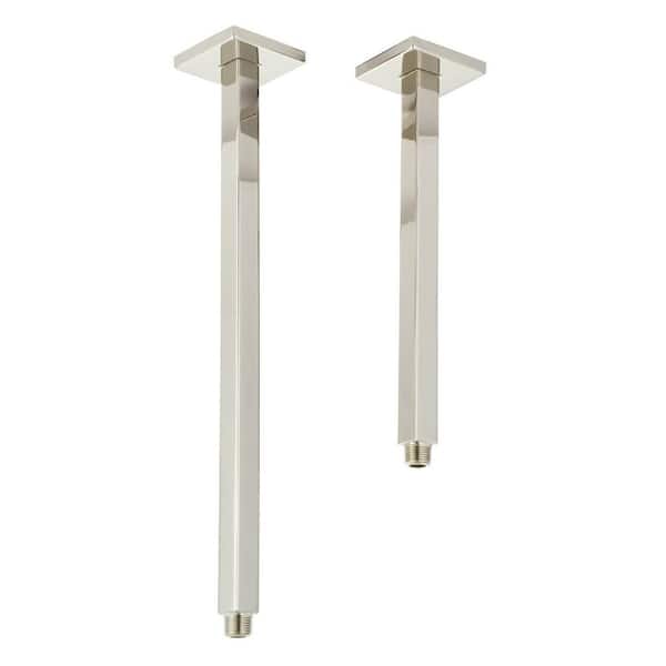 Barclay Products 1/2 in. IPS x 12 in. Ceiling Mount Square Shower Arm with Flange, in Polished Nickel