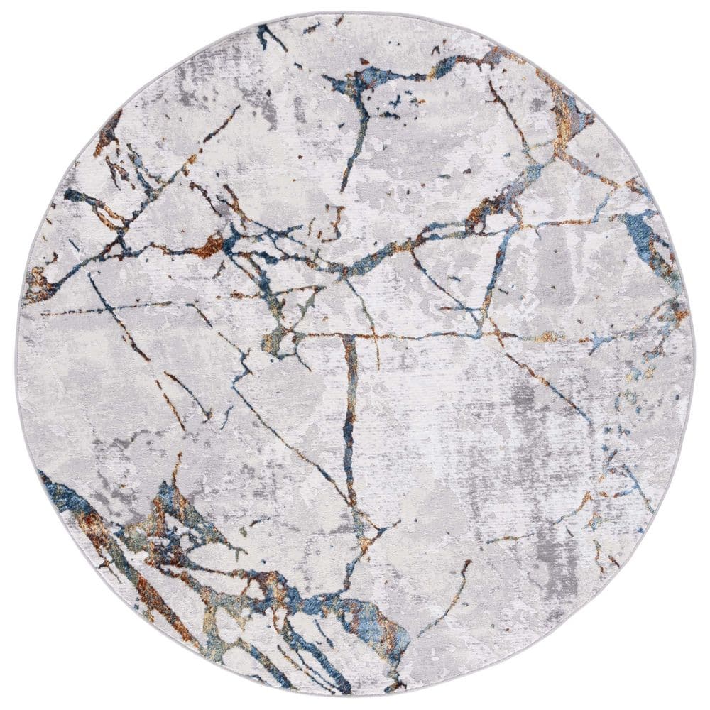 Amelia Blue 7 ft. x 7 ft. Abstract Distressed Striped Round Area Rug price history on PriceWatchPro