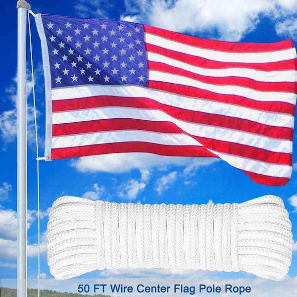 NQ Flag Pole Rope Kit - 50 Feet x 1/4 Diameter Halyard 50ft