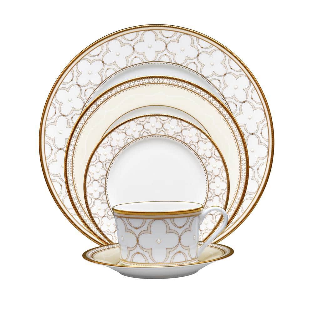 Noritake Trefolio Gold 5-Piece (White) Bone China Place Setting