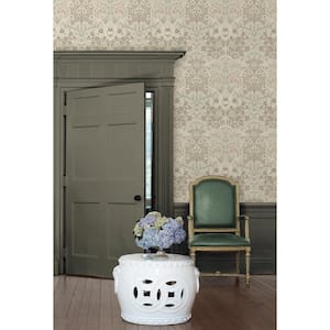 Lunar Rock and Clay Victorian Garden Floral Pre-Pasted Paper Wallpaper Roll (57.5 sq. ft.)