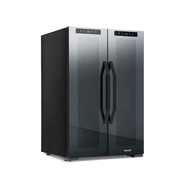 NewAir Shadow 20 in. Dual Zone Wine Cooler Refrigerator 12 Bottles & 39 Cans, Mirrored Wine and Beverage Fridge