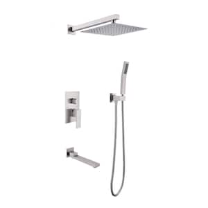 10 in. 3 Jet Shower System with Hand-Shower and Thermostatic Valve in Brushed Nickel
