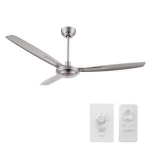 Kade 56 in. Industrial-Style Silver DC Motor Ceiling Fan with Remote Control and Wall Control