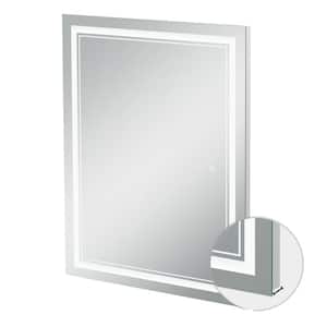 28 in. W x 36 in. H Rectangle Freestanding Bathroom Makeup Mirror in Silver
