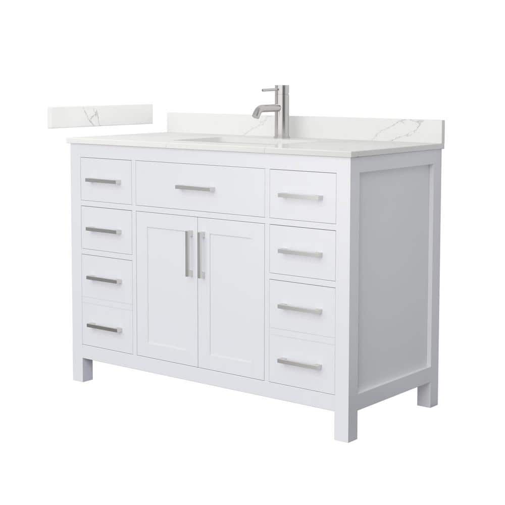 Beckett 48 in. Single Freestanding White Bath Vanity with Giotto Quartz Top (Assembled) price history on PriceWatchPro