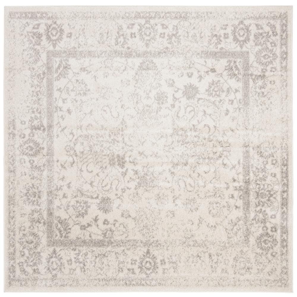 Adirondack Ivory/Silver 7 ft. x 7 ft. Square Distressed Border Area Rug price history on PriceWatchPro