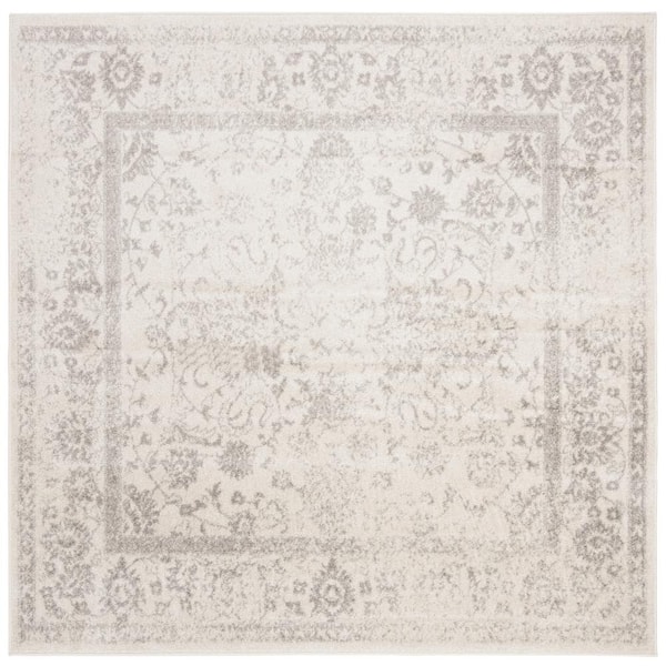 SAFAVIEH Adirondack Ivory/Silver 7 ft. x 7 ft. Border Distressed Square Area Rug