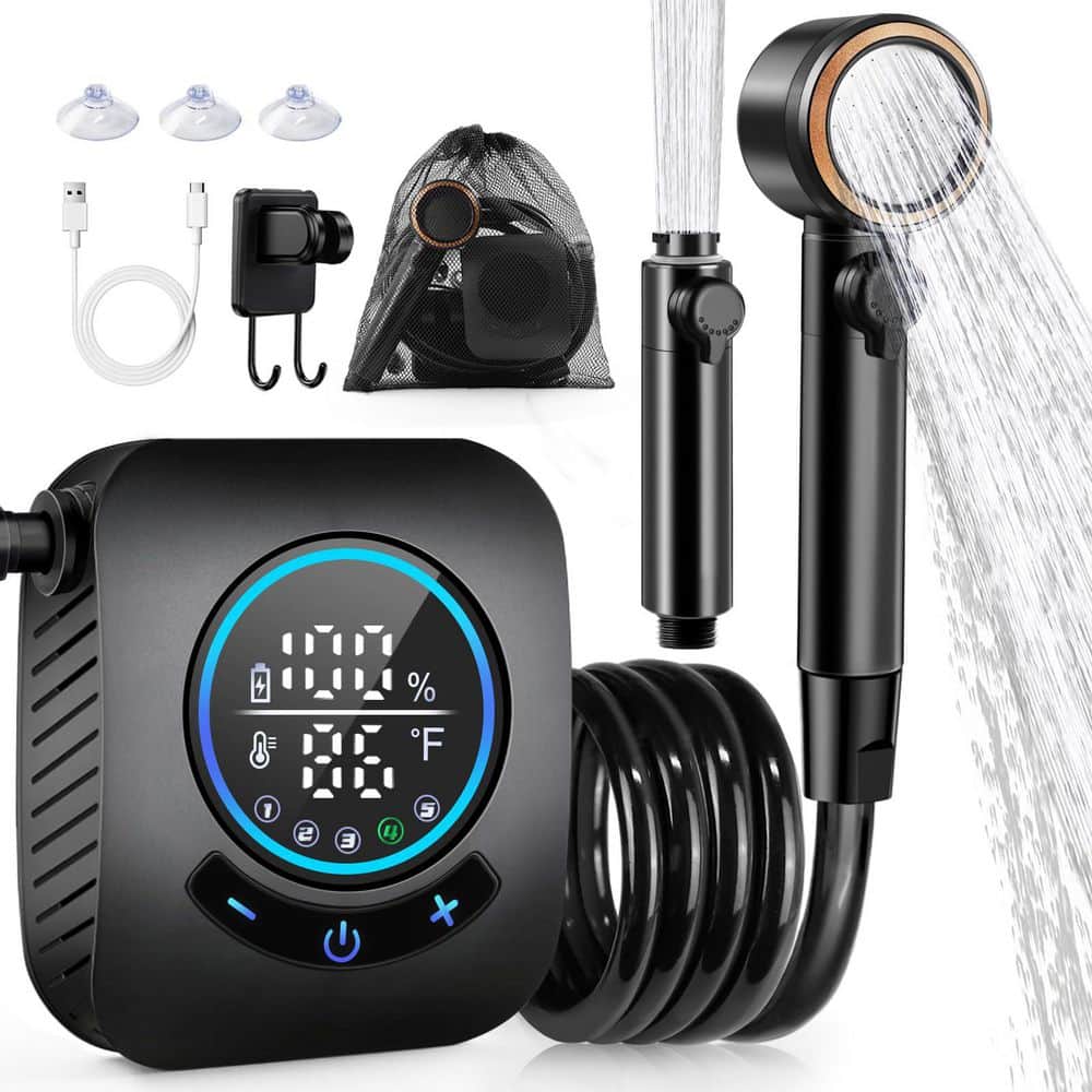 Outdoor Portable Shower Pump Kit 5 Speed Modes LED Display 10L/min IPX8 Waterproof Pool Accessory price history on PriceWatchPro