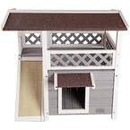 Cat House for Outdoor Cats Weatherproof with Scratching Pad and Escape Door