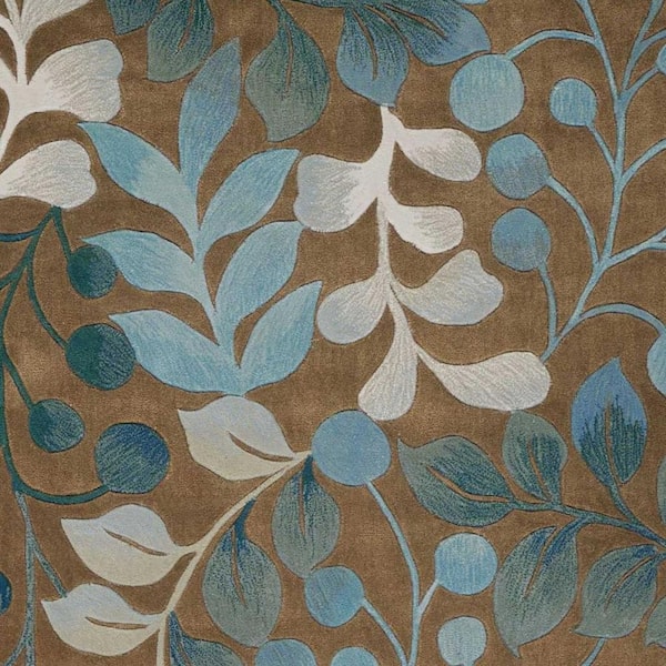 8 ft. x 11 ft. Blue Floral Washable Area Rug