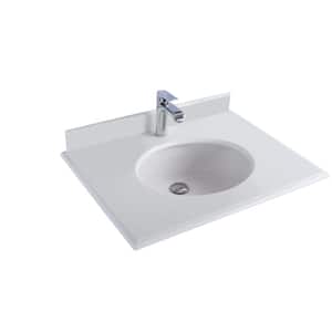 30 in. W x 22 in. D Phoenix Stone Vanity Top in Pure White with White Rectangular Single Sink