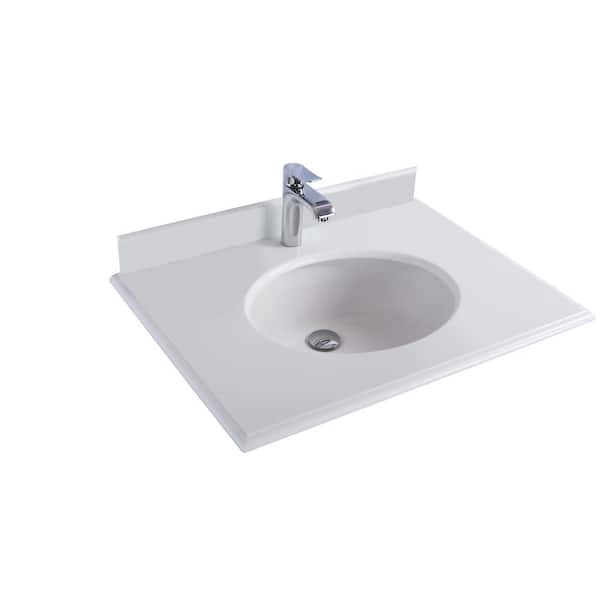 Laviva 30 in. W x 22 in. D Phoenix Stone Vanity Top in Pure White with White Rectangular Single Sink