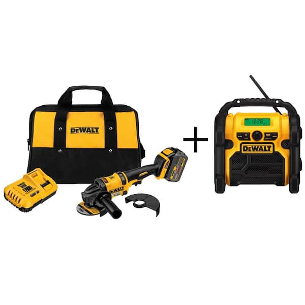 DEWALT FLEXVOLT 60-Volt MAX Lithium-Ion Cordless Brushless 4-1/2 in. Angle Grinder w/ Battery, Charger and Bonus Worksite Radio