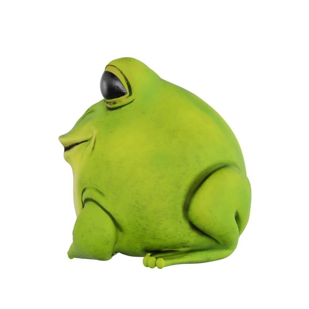 Vibrant Green Polyresin Chubby Frog Garden Statue