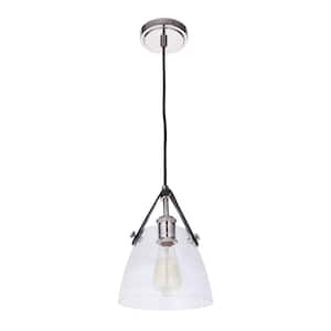 Hagen 60-Watt 1-Light Polished Nickel Finish Dining/Kitchen Island Mini Pendant Light with Clear Glass No Bulbs Included