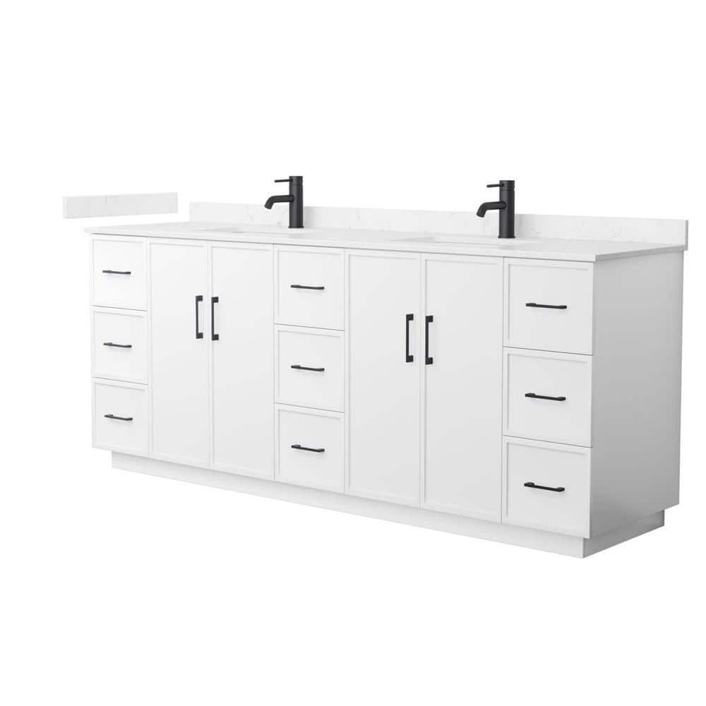 Elan TK 84 in. Double Freestanding White Bath Vanity with Carrara Cultured Marble Top (Assembled) price history on PriceWatchPro