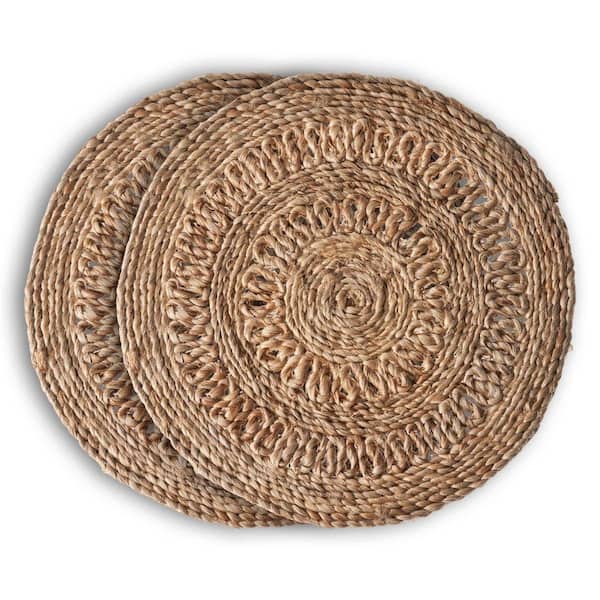 Unbranded Natural Tan 15 in. Round Organic Jute Placemat (Set of 2)