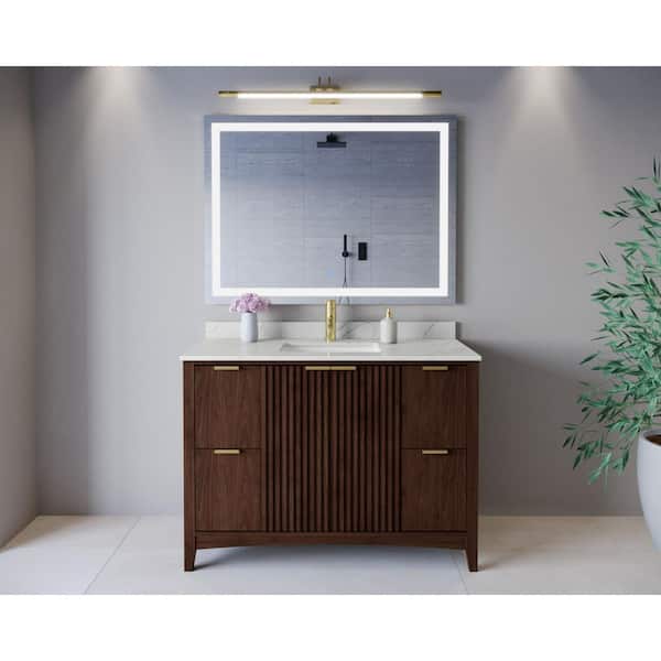 Palmilla 48 in. Single Freestanding Dark Walnut Bath Vanity with Giotto Quartz Top