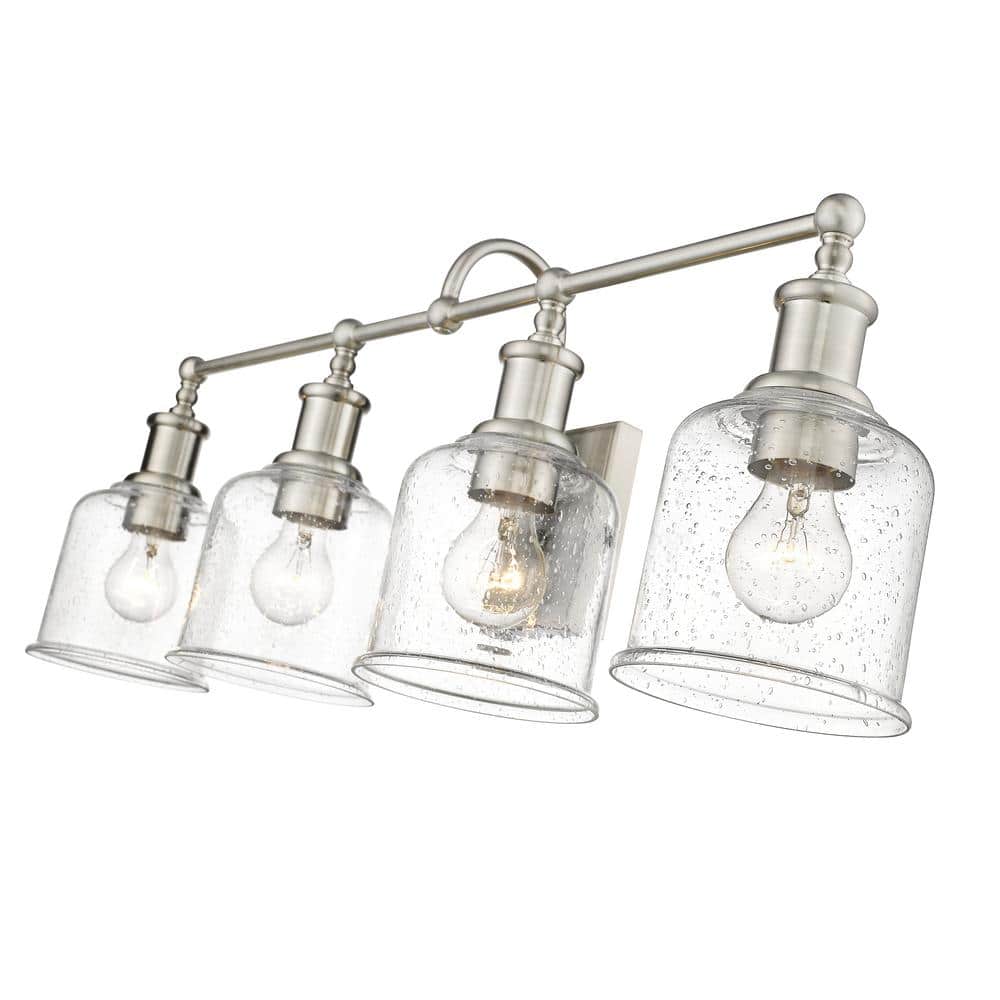 Bryant Brushed Nickel 4-Light Vanity with Seedy Glass Shades