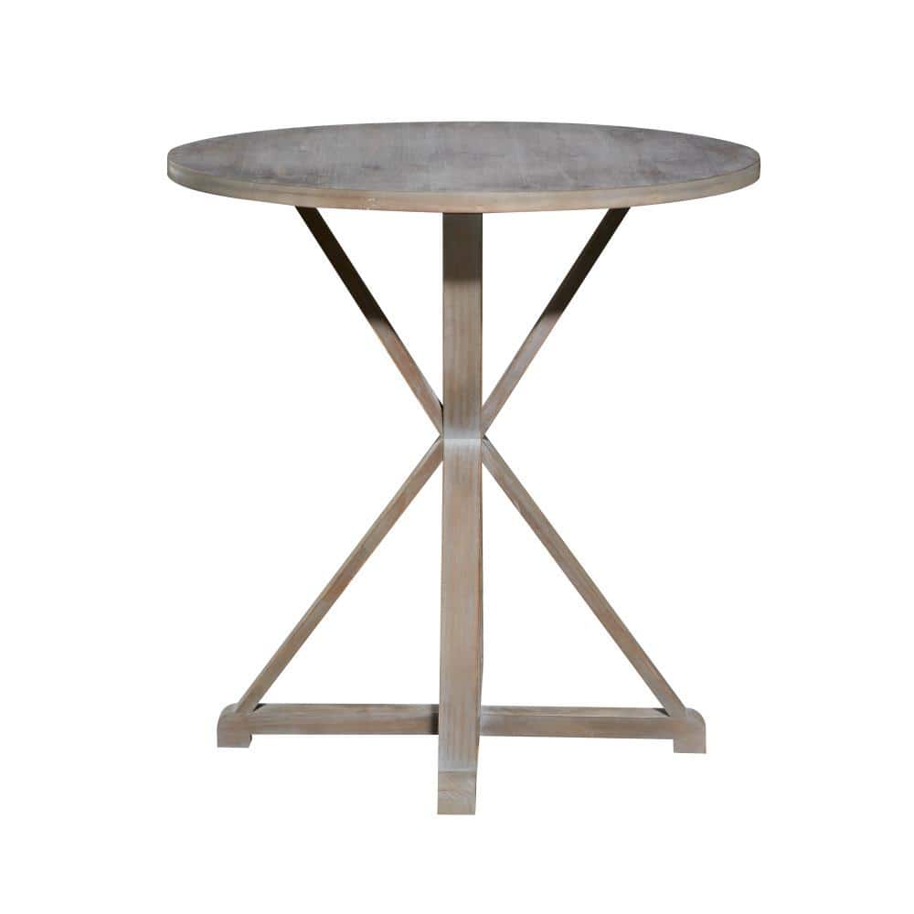 Rustic Brown Solid Wood Round Accent Table 31" Height