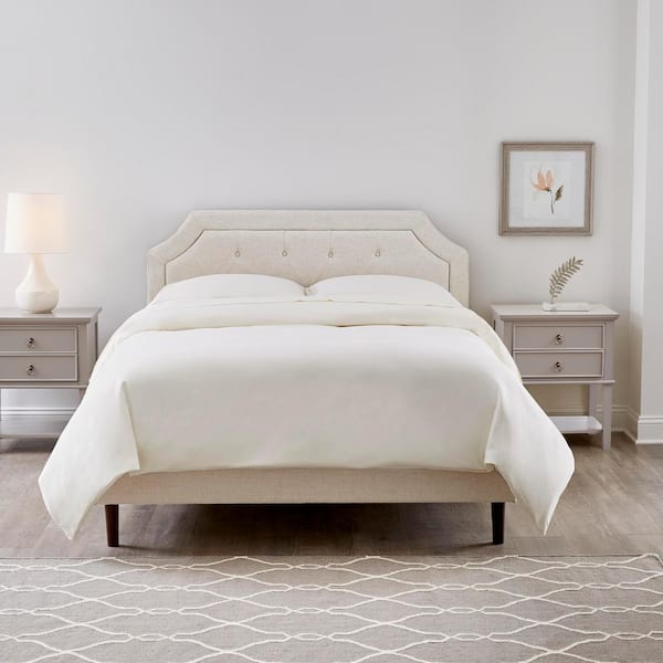 StyleWell Vinedale Biscuit Beige Upholstered Queen Notch Back Headboard with Tufting (61.4 in W. X 58.7 in H.)