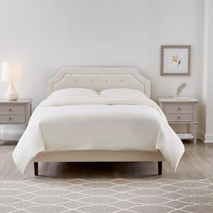 Vinedale Biscuit Beige Upholstered King Headboard with Notch Back and Tufting (77.8 in W. X 58.7 in H.)
