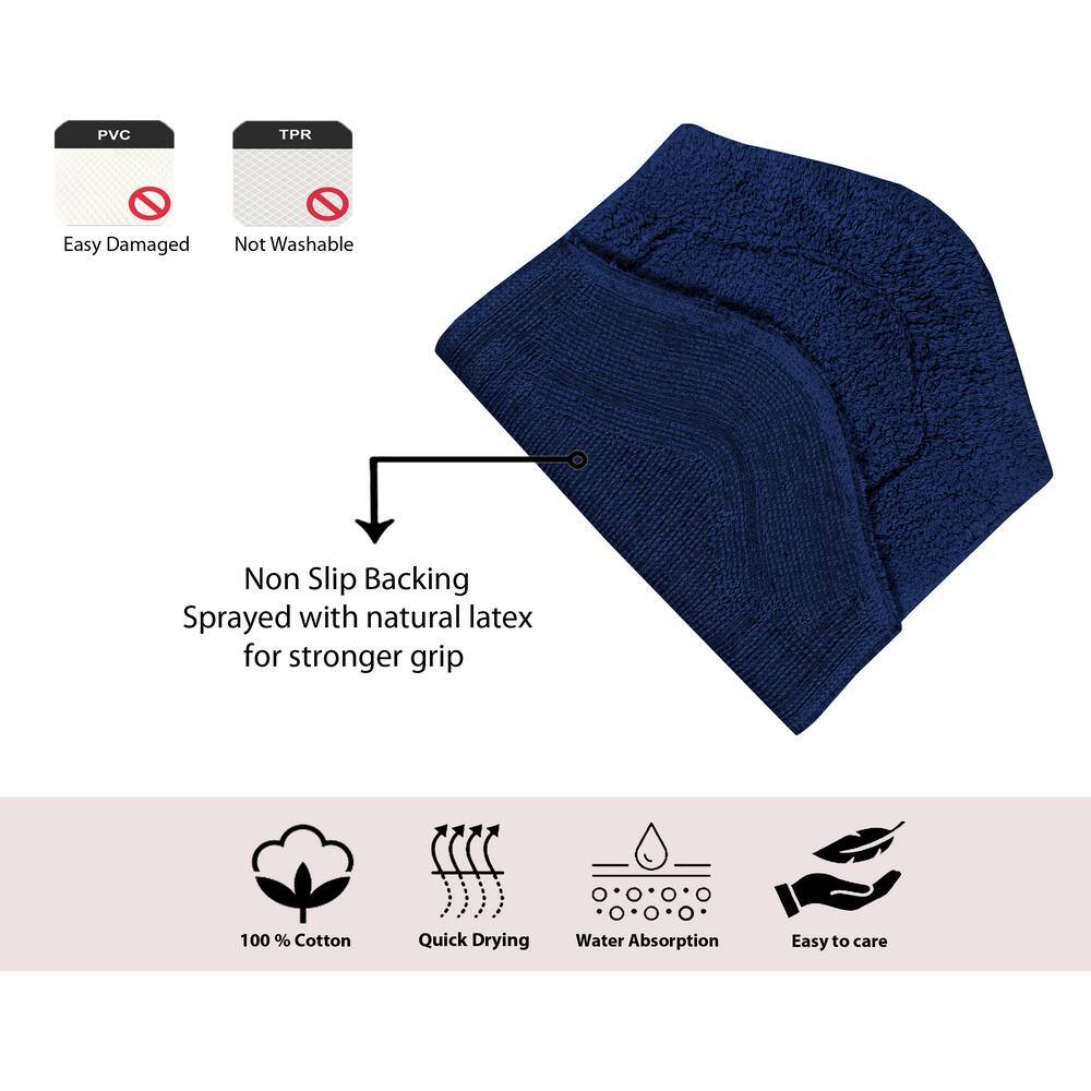 Luxurious Navy Cotton Tufted 30" Round Bath Rug