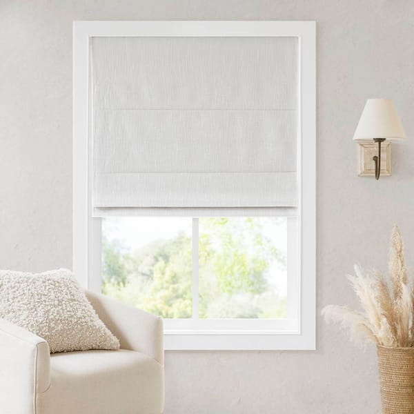 Quincy White Cordless Total Blackout Roman Shade - 29 in. W x 64 in. L