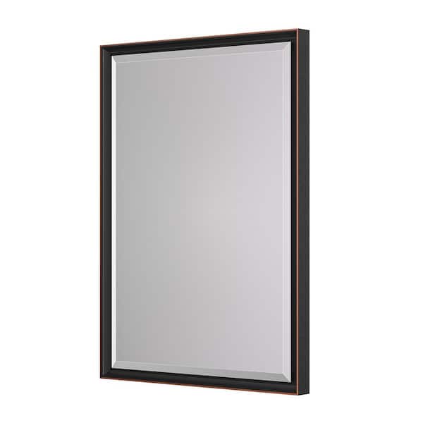 16 in. W x 24 in. H Rectangular Framed Black Mirrors for Bathroom Wall Beveled Mirror Bathroom Vanity Mirror Over Sink