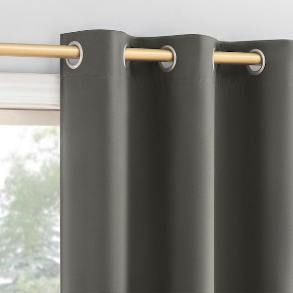 Sun Zero Dickenson Grey Polyester 37 in. W x 84 in. L Grommet 100