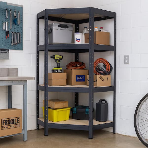 Garage Series 4-Tier Galvanized Steel Storage Shelving Unit, Matte Dark Gray, HDF Racks (36 in. W x 71 in. H x 36 in. D)