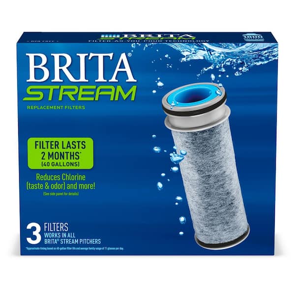 Gray 3 3 ct Brita Stream Pitcher and Dispenser Replacement Water Filters 