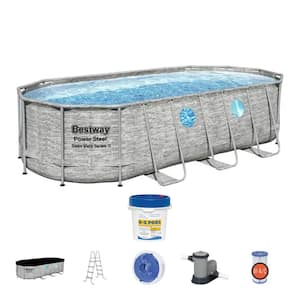 18 ft. x 9 ft. Oval 48 in. Metal Frame Pool with Concentrated Pool Blend Solution