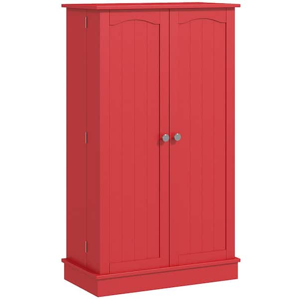 41 in. Wood Pantry Organizer with 5-Tier Shelving and Adjustable Shelves in Red