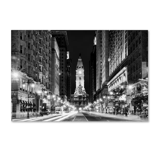 Trademark Fine Art City Hall Philadelphia by Philippe Hugonnard Floater Frame Architecture Print Hidden Frame Wall Art 22 in. x 32 in.