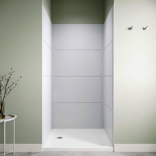 DSH-1680-184 36 in. L x 36 in. W x 76 in. H 3-Piece Glue-Up Alcove Shower Surround in White Tile Finish