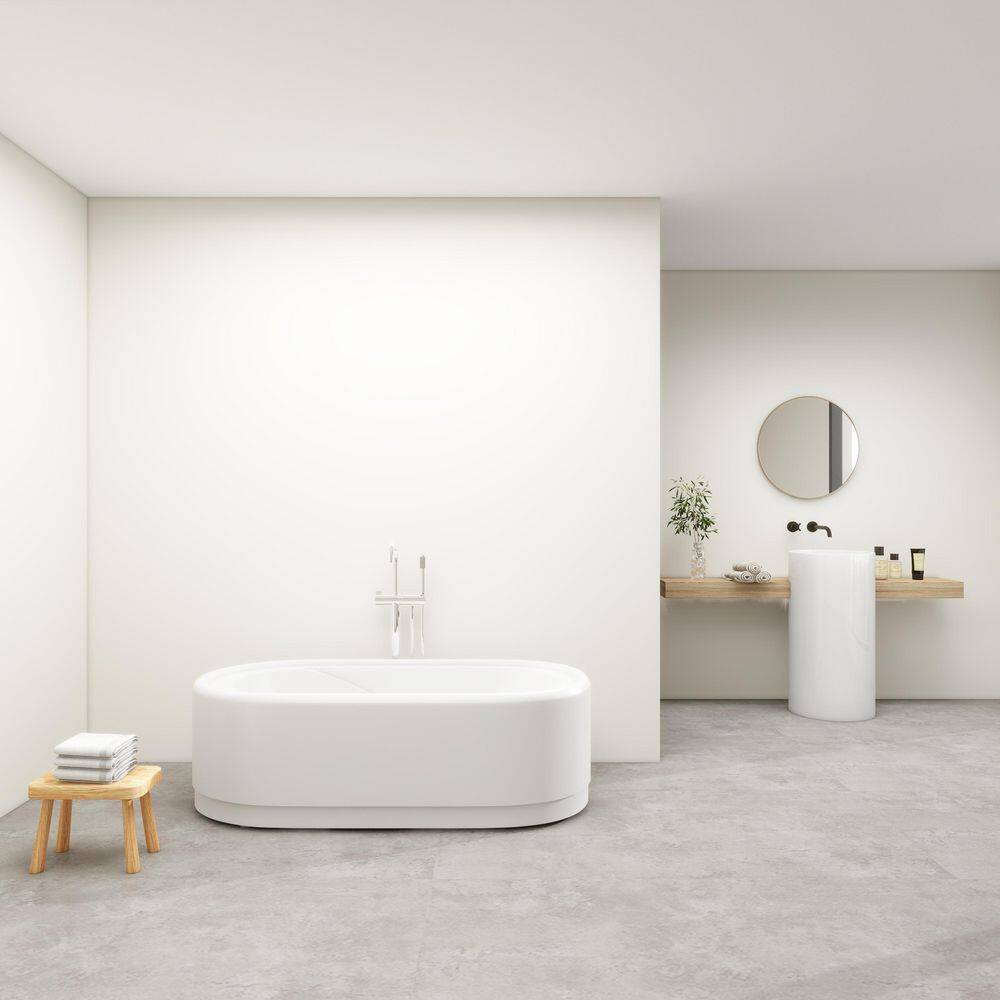 59-Inch White Acrylic Freestanding Soaking Bathtub