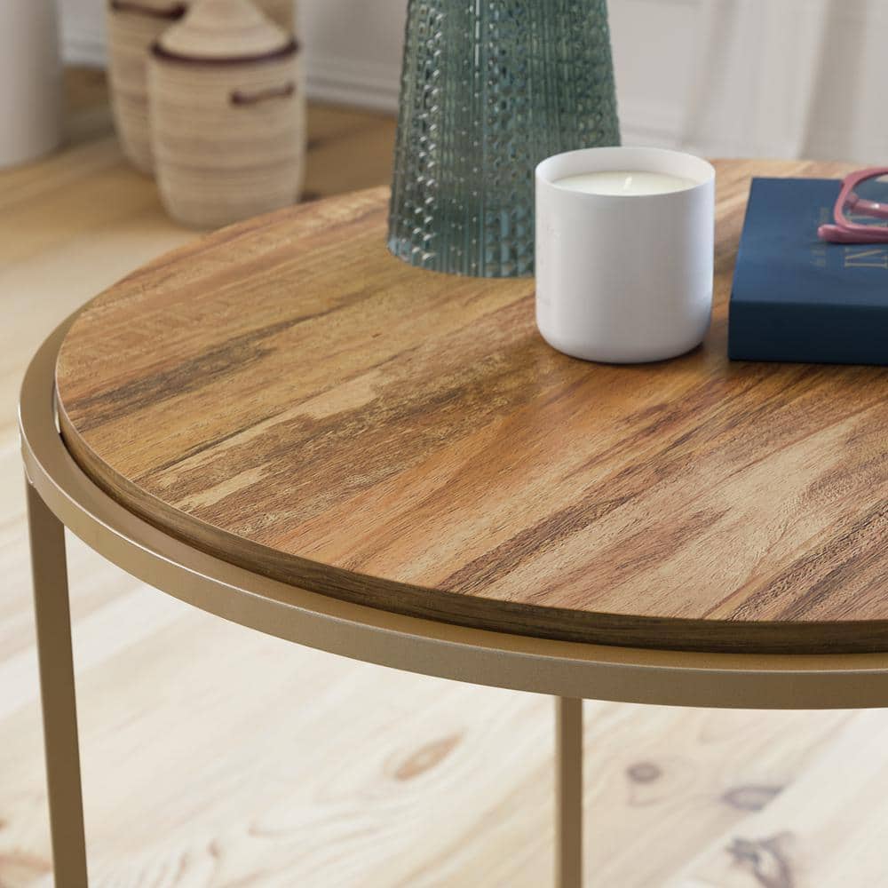 Sindoori Mango Round Wood and Metal Side Table