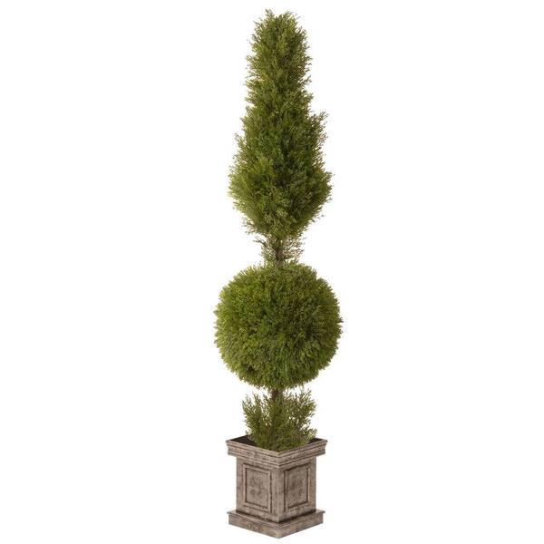 National Tree Company 72 in. Juniper Cone and Ball Topiary with Square Pot