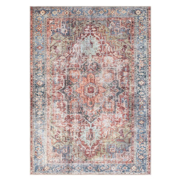 World Rug Gallery Multi 5 ft. x 7 ft. Traditional Distressed Machine Washable Area Rug