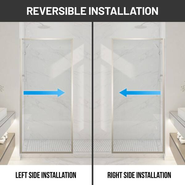 ANZZI Welle 34 in. W x 74 in. H Fixed Framed Shower Door in